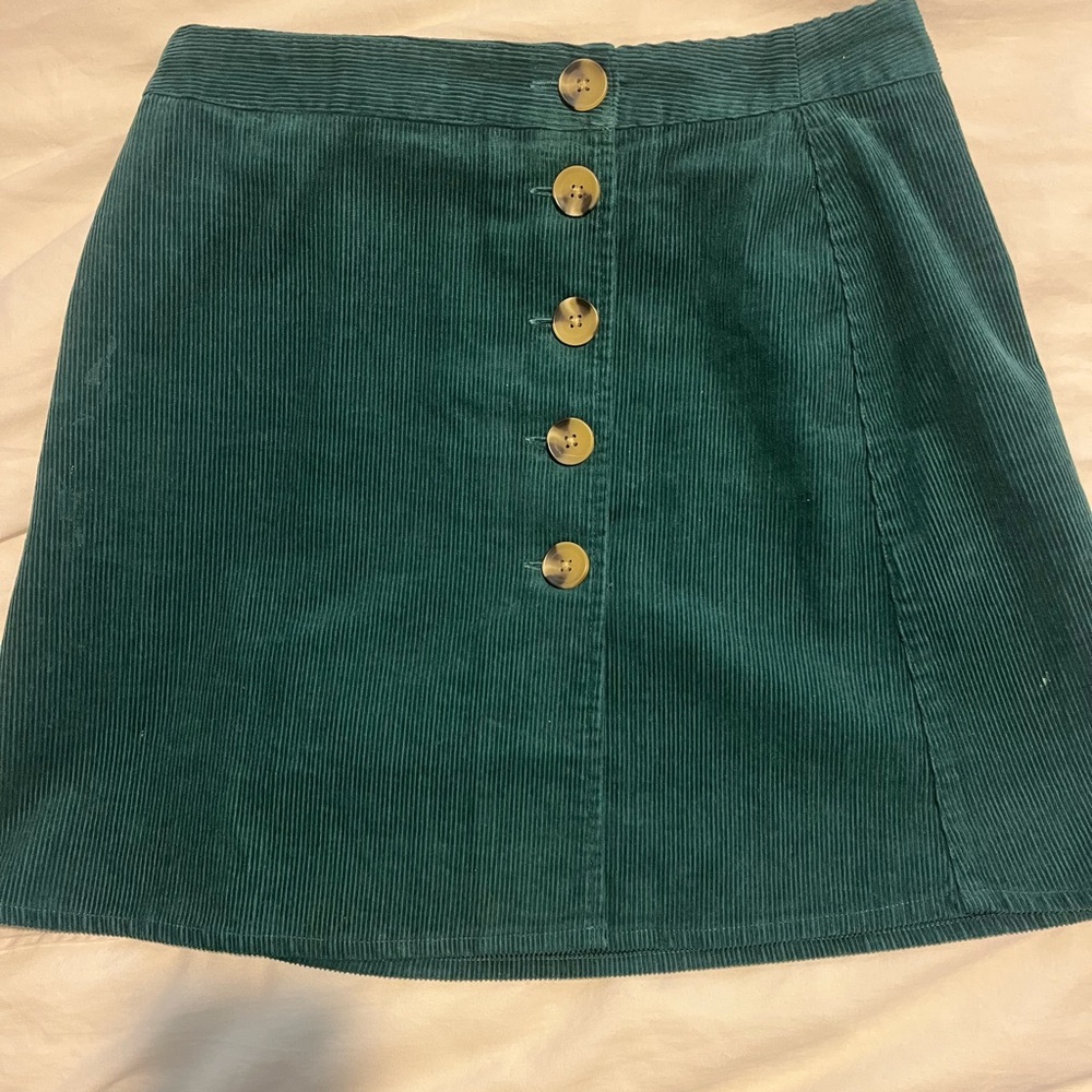 ASOS Green Corduroy Mini Skirt with Buttons